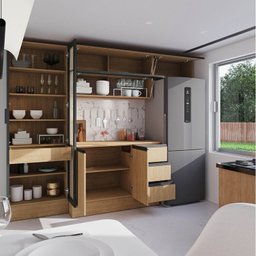 Cozinha Modulada 5 Peças 3 Aéreos 1 Balcão 1 Cristaleira Nara Cabecasa Madeiramadeira - 5