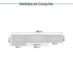 Cozinha Modulada 5 Peças 3 Aéreos 1 Balcão 1 Cristaleira Nara Cabecasa Madeiramadeira - 6