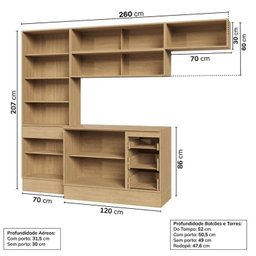 Cozinha Modulada 5 Peças 3 Aéreos 1 Balcão 1 Cristaleira Nara Cabecasa Madeiramadeira - 4