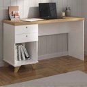 Ver imagem 2 de Mesa Escrivaninha Tampo Tamburato 2 Gavetas 1 Nicho 135 cm Olmo Branco Artany