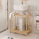 Ver imagem 3 de Gabinete Banheiro Estante Pia Coluna 2 Prateleiras Porta Papel Higiênico e Toalhas