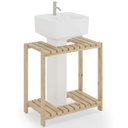 Ver imagem 1 de Gabinete Banheiro Estante Pia Coluna 2 Prateleiras Porta Papel Higiênico e Toalhas