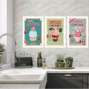 Ver imagem 1 de Kit 3 Quadros Cozinha - Cupcakes 45x34cm:moldura Branca