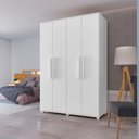 Ver imagem 1 de Roupeiro 4 Portas 3 Gavetas 2,20 De Altura Elite Branco - Cor: Branco
