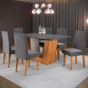 Ver imagem 1 de Mesa de Jantar 6 Lugares Floripa Mel/cinza/veludo Grafite - Viero Móveis