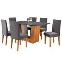 Ver imagem 2 de Mesa de Jantar 6 Lugares Floripa Mel/cinza/veludo Grafite - Viero Móveis