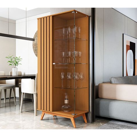 Cristaleira Louceira Sala de Jantar com Vidro Açaí MDF Design Moderno