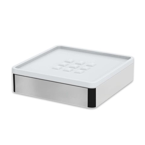 Saboneteira Inox e Acrílico Spirit Ba0148.232 Cromado/branco Zen Design
