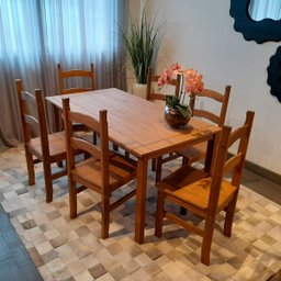 Conjunto Sala de Jantar Mesa 150x80 Cm 6 Cadeiras Madeira Marin Brasil - 2