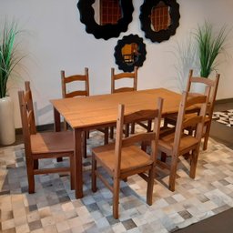 Conjunto Sala de Jantar Mesa 150x80 Cm 6 Cadeiras Madeira Marin Brasil - 3