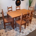 Ver imagem 1 de Conjunto Sala de Jantar Mesa 150x80 Cm 6 Cadeiras Madeira Marin Brasil