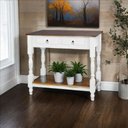 Ver imagem 1 de Aparador para Sala Rústico com 2 Gavetas 1 Prateleira Pés Torneados - Branco Laca e Tampos