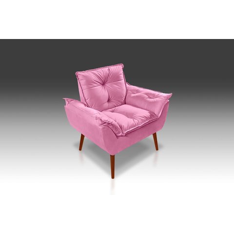 Poltrona Opala Suede Rosê - Rv Decora