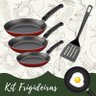 Kit 3 Frigideira Grossa Super Antiaderente Teflon + Espátula - 3