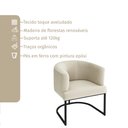 Ver imagem 6 de Poltrona Decorativa Arredondada Emi Base de Ferro Preto Fosco em Veludo Bege Estofama