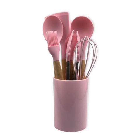 Conjunto de Utensílios de Cozinha de Silicone - 8 Peças Cor:rosa