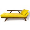 Sofá Japão Futon Amarelo em Madeira Maciça Cor Imbuia - 2