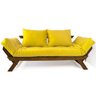 Sofá Japão Futon Amarelo em Madeira Maciça Cor Imbuia - 1