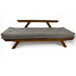 Sofá Cama Japão Futon Cinza em Madeira Maciça Cor Imbuia - 12