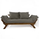 Ver imagem 1 de Sofá Cama Japão Futon Cinza em Madeira Maciça Cor Imbuia