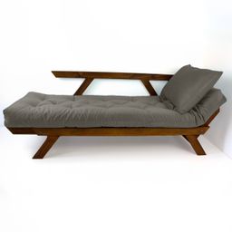 Sofá Cama Japão Futon Cinza em Madeira Maciça Cor Imbuia - 10