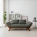 Ver imagem 4 de Sofá Cama Japão Futon Cinza em Madeira Maciça Cor Imbuia