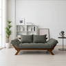Sofá Cama Japão Futon Cinza em Madeira Maciça Cor Imbuia - 4