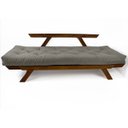 Ver imagem 4 de Sofá Cama Japão Futon Cinza em Madeira Maciça Cor Imbuia