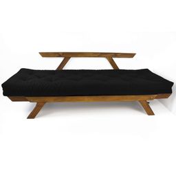 Sofá Japão Futon Preto em Madeira Maciça Cor Imbuia - 2