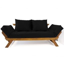 Sofá Japão Futon Preto em Madeira Maciça Cor Imbuia - 1