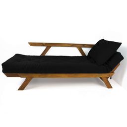 Sofá Japão Futon Preto em Madeira Maciça Cor Imbuia - 3