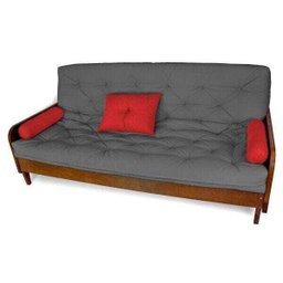 Sofá Cama Paris Sarja Cinza Madeira Nobre Cor Imbuia - 5