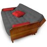 Sofá Cama Paris Sarja Cinza Madeira Nobre Cor Imbuia - 3