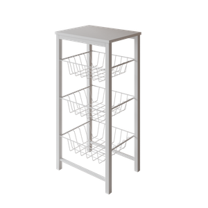 Fruteira de Chão Cozinha Montada Aço Branco Tampo Branco Roma