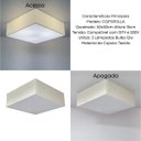 Ver imagem 5 de Lustre Plafon Sobrepor Quadrado Vivare Cqf5015lla Cúpula em Tecido Cor Linho Bege 50x50x15cm