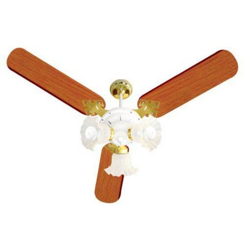 Ventilador New Zeta Venti-Delta Branco/Latonado Pás Mogno 220V
