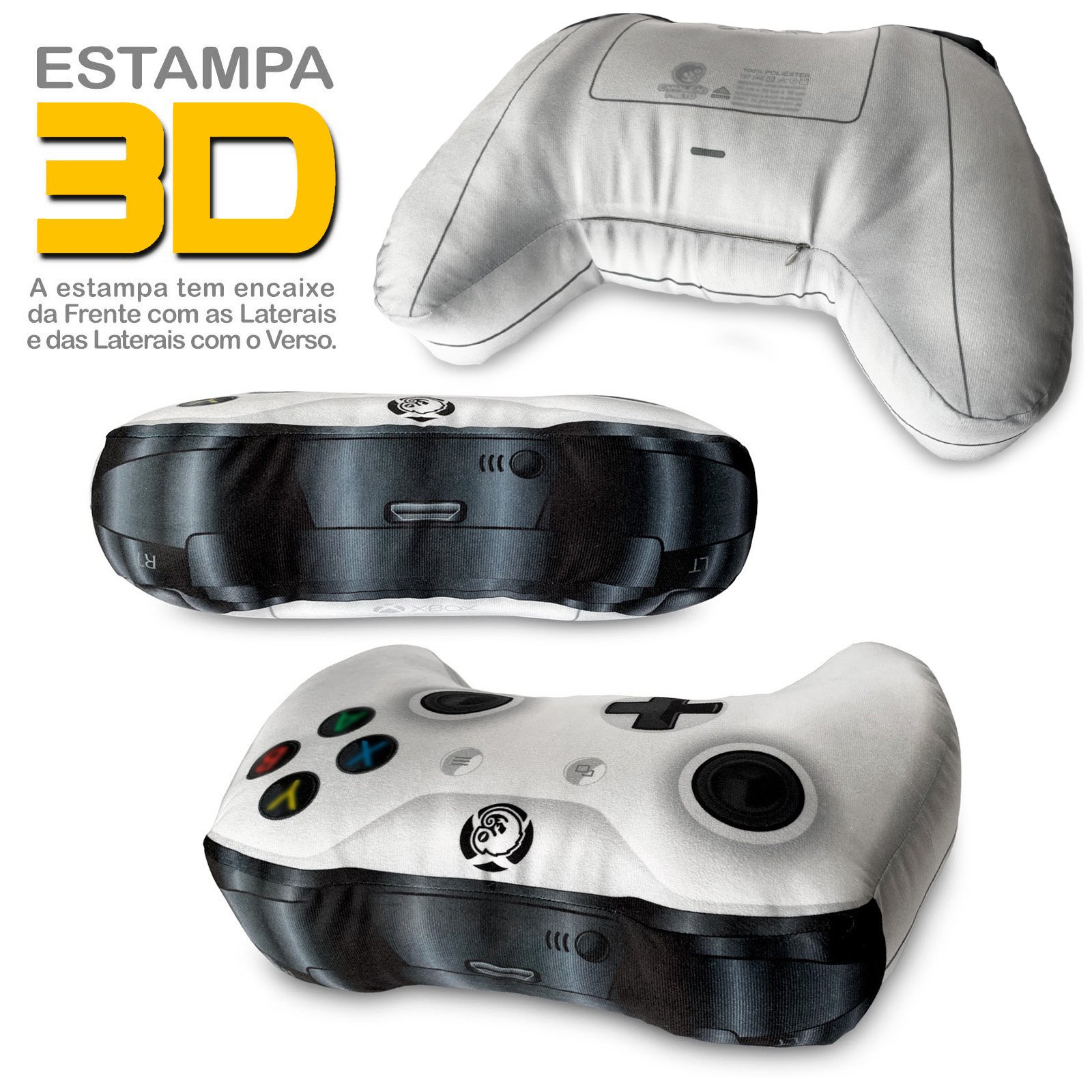 Almofada Gamer Controle de Video Game Joystick Xpillowbox One Branco - 3