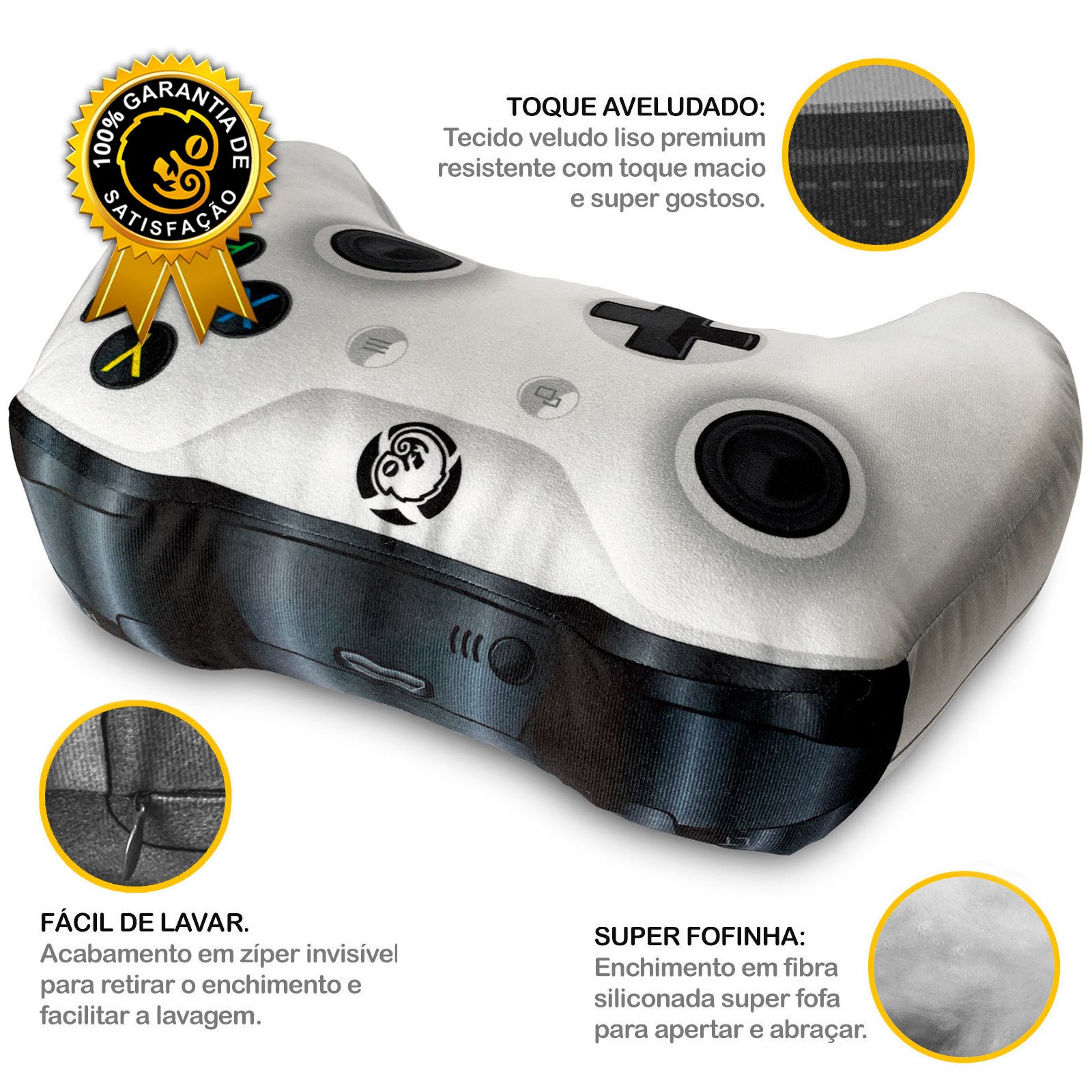 Almofada Gamer Controle de Video Game Joystick Xpillowbox One Branco - 5