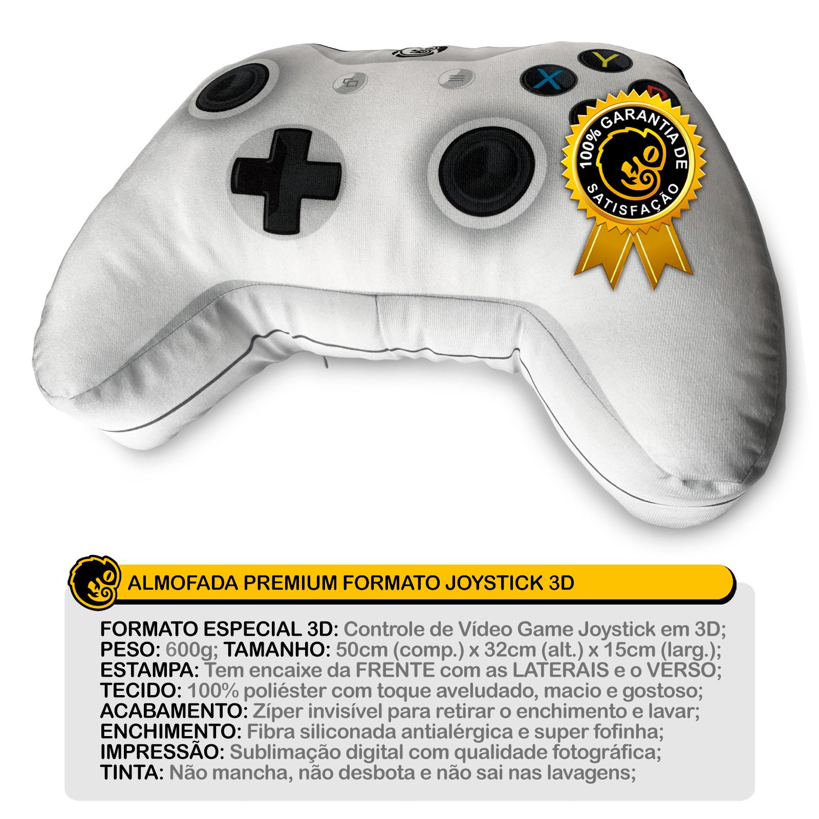 Almofada Gamer Controle de Video Game Joystick Xpillowbox One Branco - 7