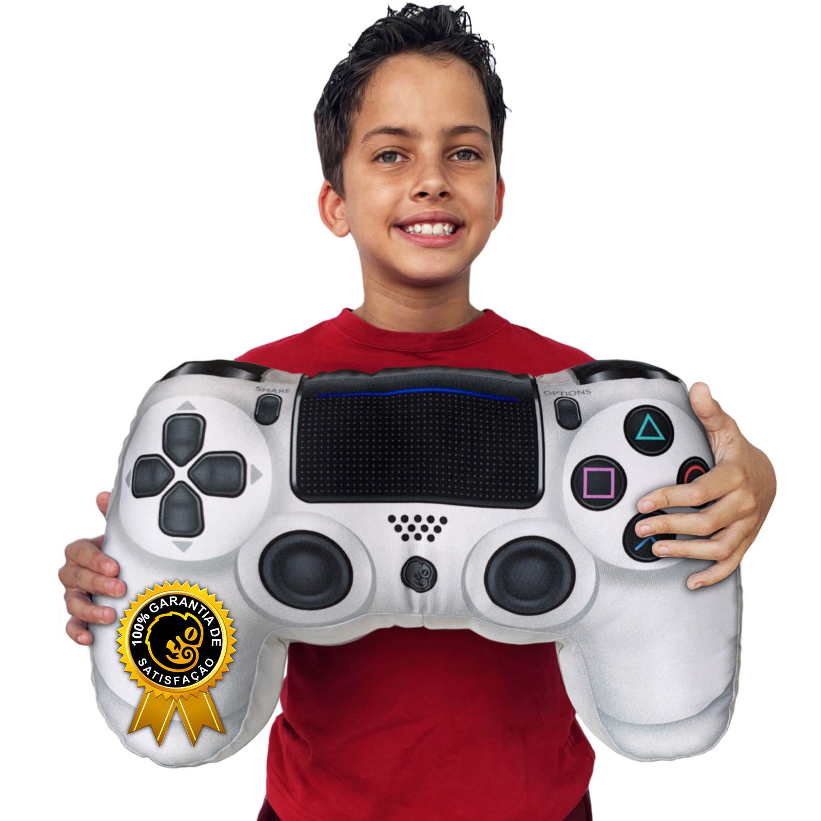 Almofada Gamer Controle de Vídeo Game Joystick Playpillow 4 Branca - 2