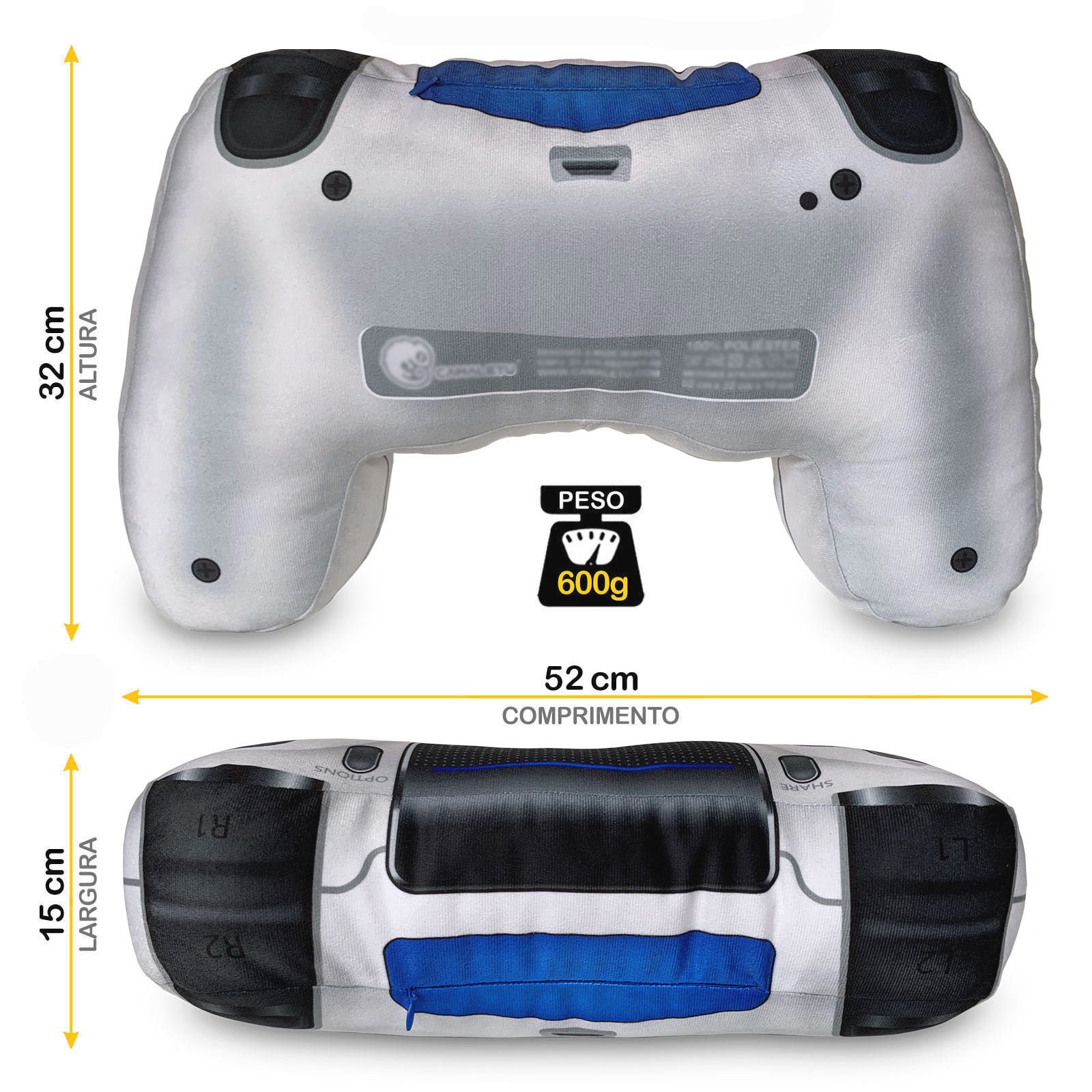 Almofada Gamer Controle de Vídeo Game Joystick Playpillow 4 Branca - 6