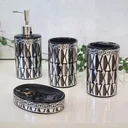 Ver imagem 6 de Kit Banheiro Luxo Prata Lavabo 4 Peças Porta Sab Liquído Escova