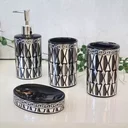 Ver imagem 1 de Kit Banheiro Luxo Prata Lavabo 4 Peças Porta Sab Liquído Escova