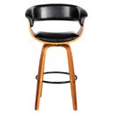 Ver imagem 6 de Kit 6 Banquetas Giratória Alta com Encosto Base Madeira Ravi R02 Pu Preto - Mpozenato