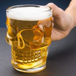 Kit 4 Canecas Caveira Vidro 510ml Skull Chopp Cristal Rock - 3