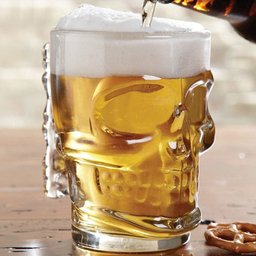 Kit 4 Canecas Caveira Vidro 510ml Skull Chopp Cristal Rock - 8