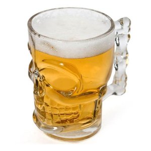 Kit 4 Canecas Caveira Vidro 510ml Skull Chopp Cristal Rock