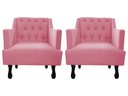 Ver imagem 1 de Kit 2 Poltronas Decorativa Julia Suede Rosa Pés Madeira Ms Decor
