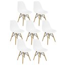 Ver imagem 3 de Kit 7 Cadeiras Charles Eames Eiffel Wood Design Branca Branco