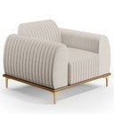 Ver imagem 1 de Poltrona Decorativa Base De Madeira e Pés Metalizado D'Ouro Molino D02 Linho Cru C-443 - Lyam Decor